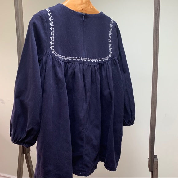 Baby Doll Smock Dress w/ Embroidered White Design - Picture 5 of 13